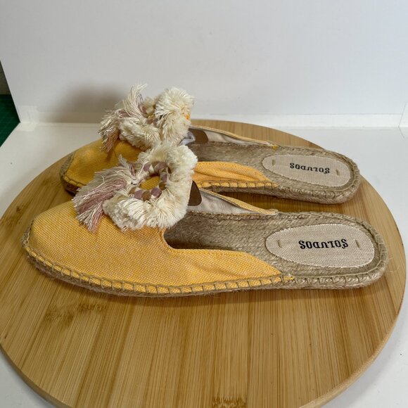 Soludos Women 10 Yellow Espadrille Kiki Slip On Mule Tassel Travel Cruise Summer - Picture 3 of 9